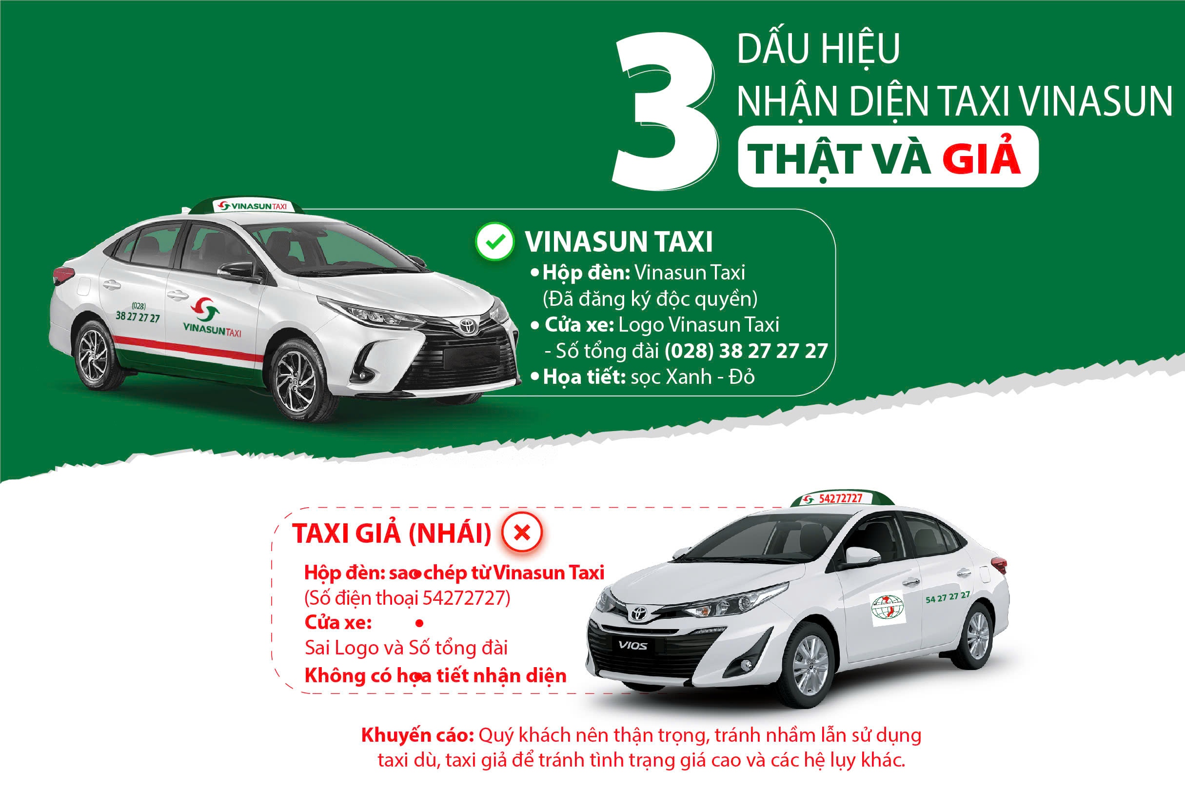 Cảnh báo Taxi dù - Taxi giả mạo tổng đài Vinasun