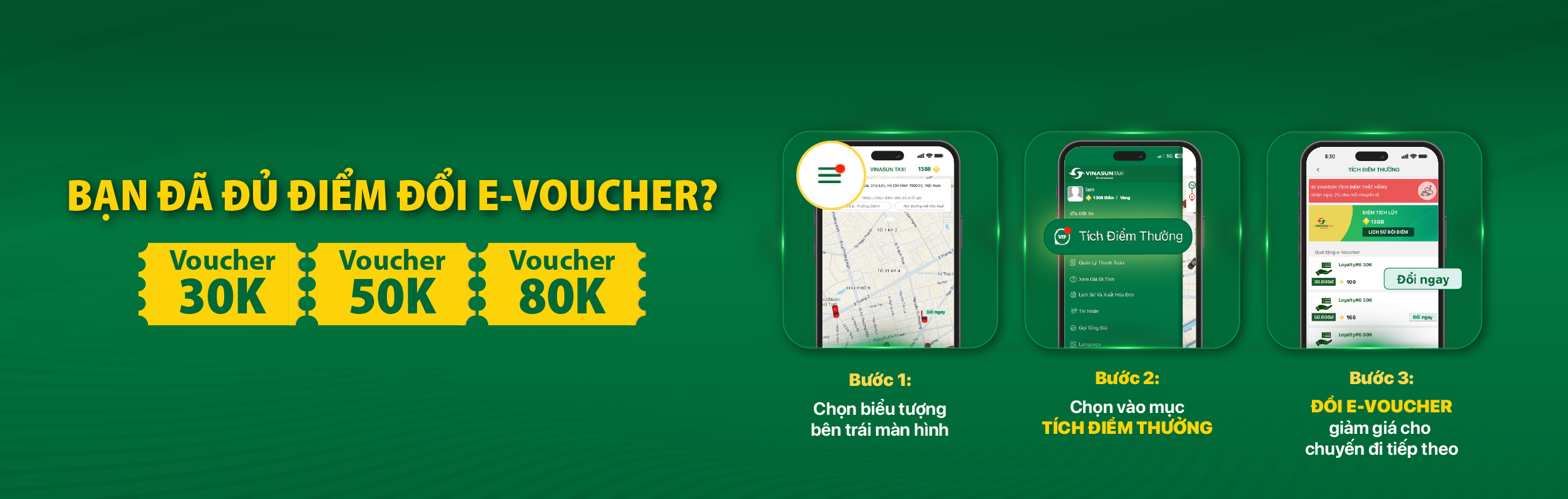 Quý khách đang có E-Voucher giảm giá lên đến 80.000đ trên Vinasun App