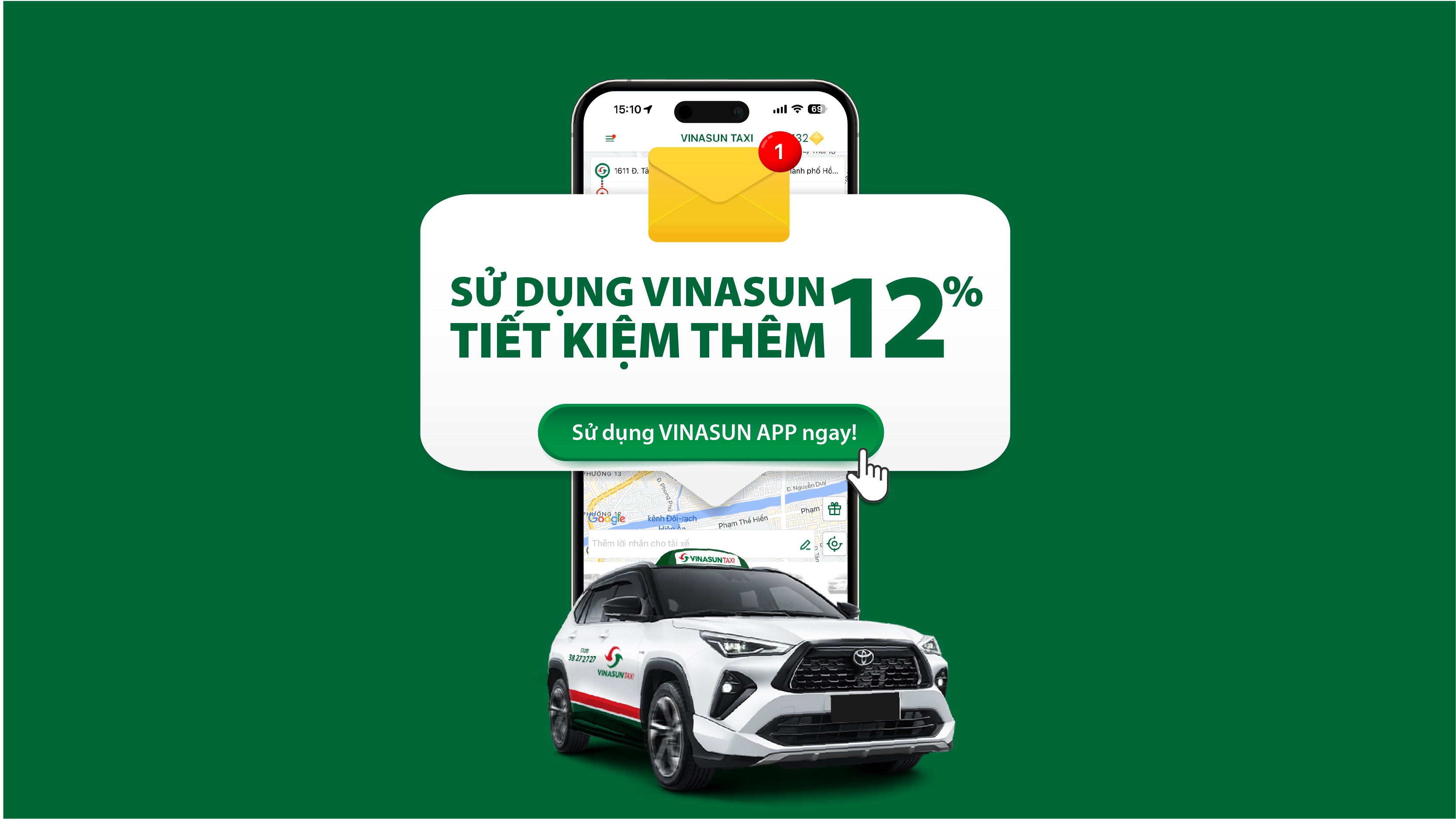 Sử dụng Taxi Vinasun: Tiết kiệm thêm 12% – chuyến đi an toàn