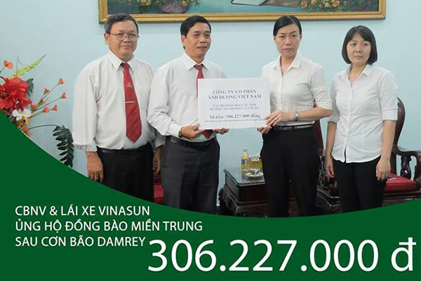 Vinasun Ủng Hộ 306 Triệu Đồng Cho Đồng Bào Miền Trung Sau Bão Damrey