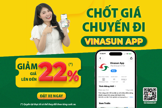 ĐẶT XE CHỐT GIÁ TRÊN VINASUN APP – GIẢM GIÁ LÊN ĐẾN 22%