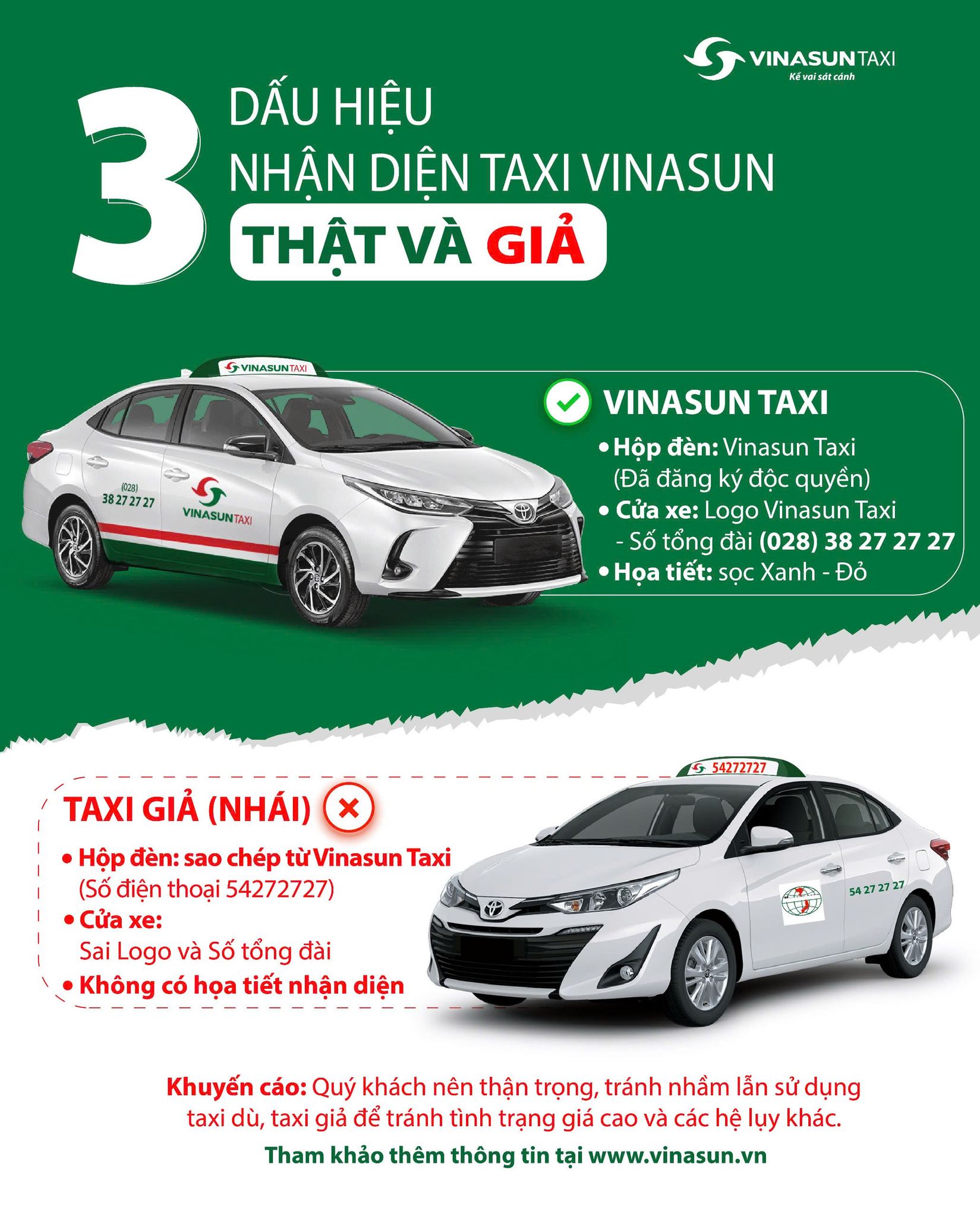 Nhận biết taxi vinasun chính hãng