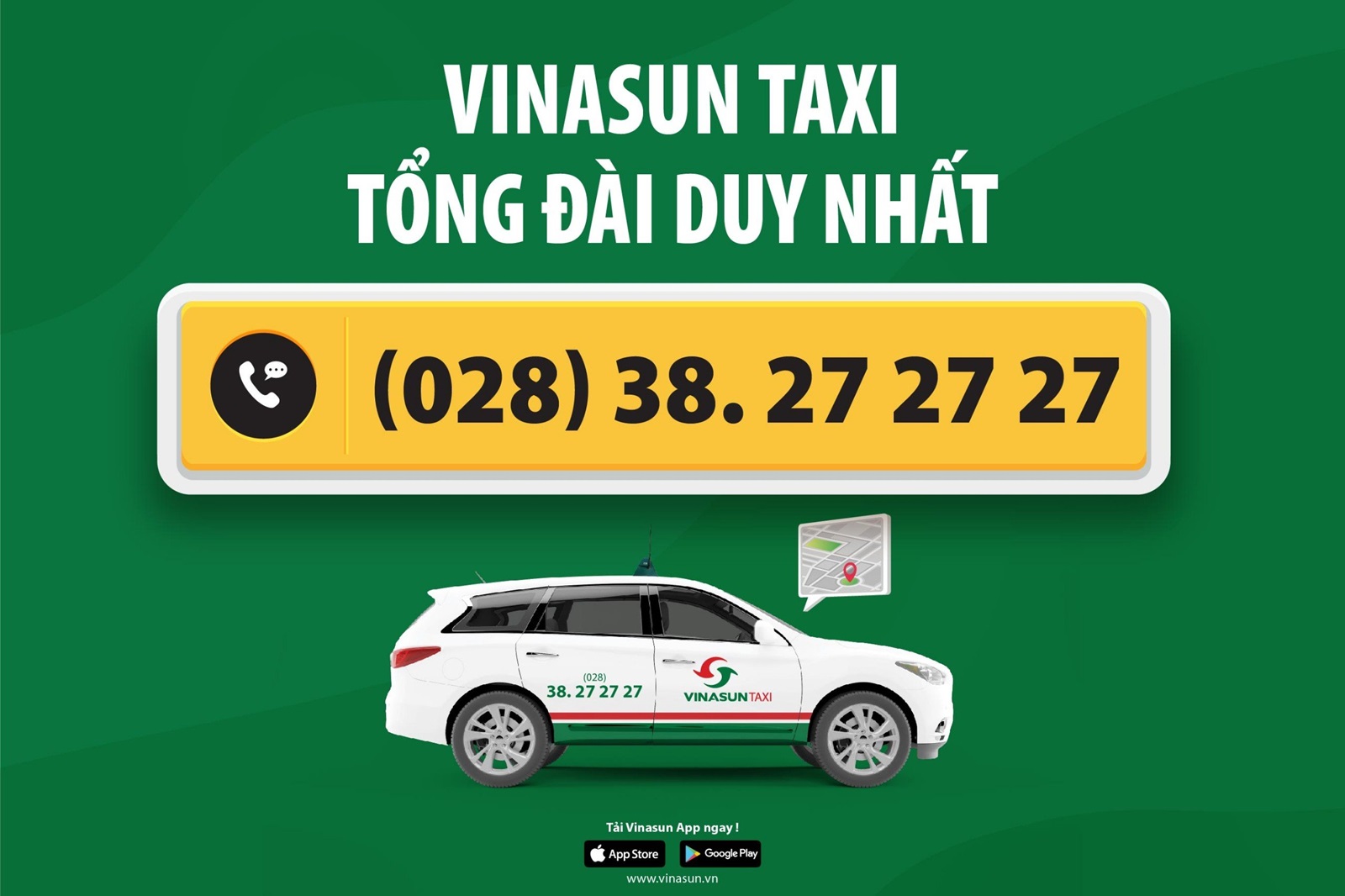 Gọi TAXI VINASUN qua Tổng đài duy nhất (028) 38 27 27 27